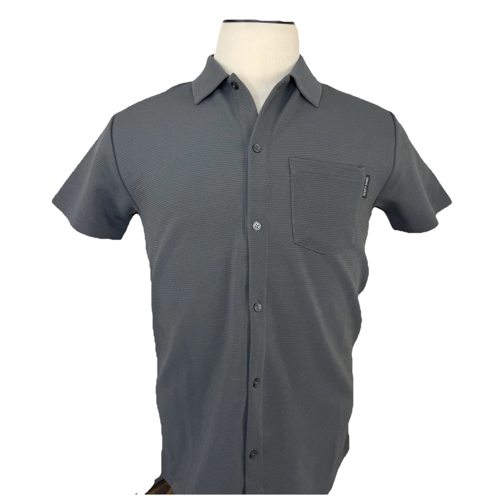 NWT Scott James Men's Large Gray Short Sleeve Shirt Performance Ribbed‎ Knit NEW